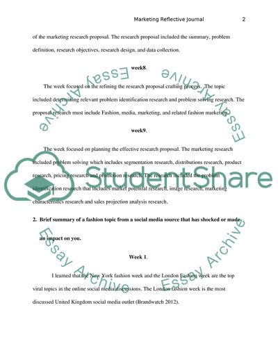 Marketing Reflective Journal