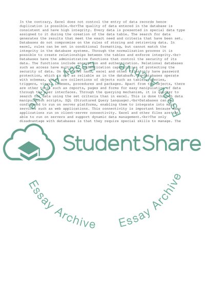 Systematic Arrangement and Storage of Data