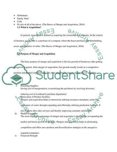 Business Environment: Mergers and Acquisitions