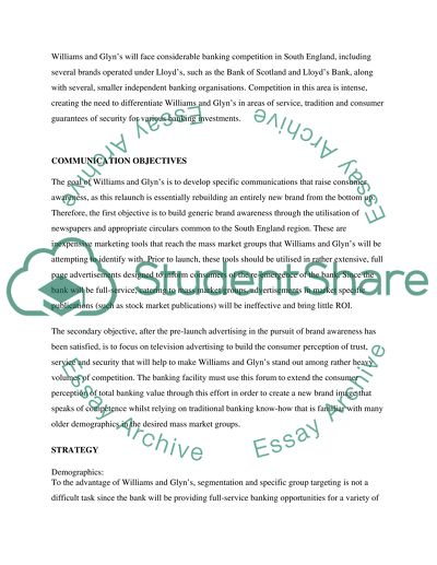 Developing a Strategic Communications Plan for Williams and Glyns Bank