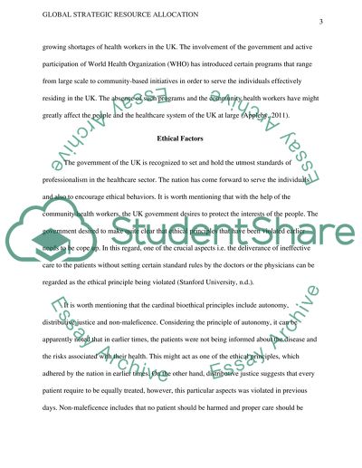 Global Strategic Resource Allocation into the United Kingdom