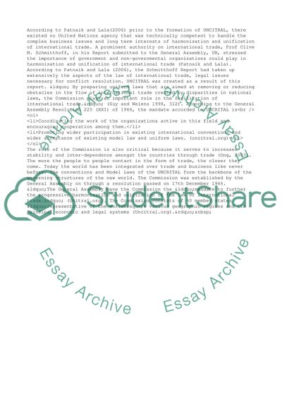 The United Nations Commission on International Trade Laws