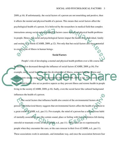 Social and Psychological Factors of Human Health