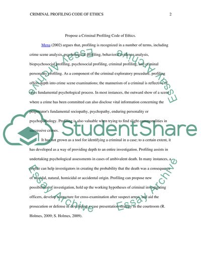A Criminal Profiling Code of Ethics