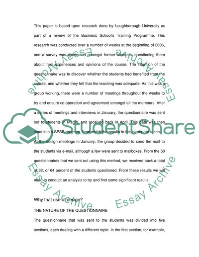 Research Training Programme Project