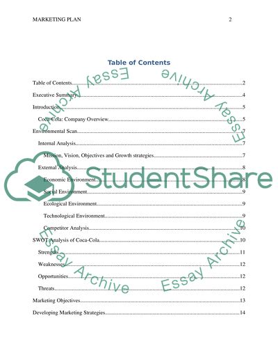 Marketing plan for COCA COLA