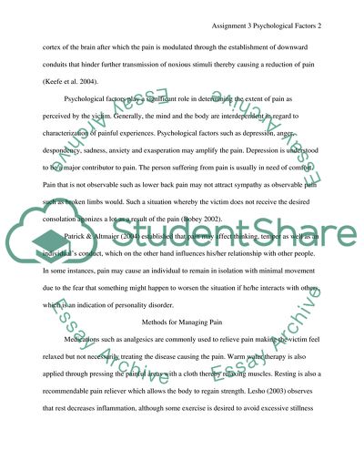 Topic: Assignment 3 Psychological Factors