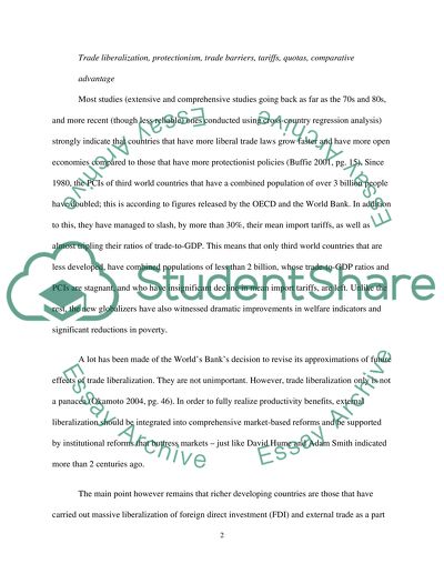 Trade Liberalization for Developing Countries