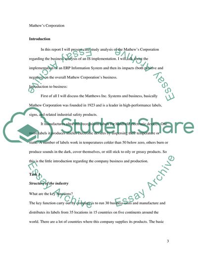 Business Analysis of an IS Implementation Case Study: Mathews Corporation