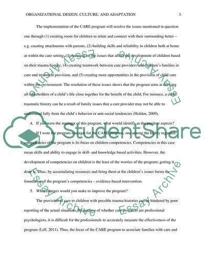 Organizational Design, Culture, and Adaptation (CASE) Module 2