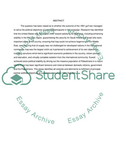 Political Objectives of the Principal Participants of the 1991 Gulf War