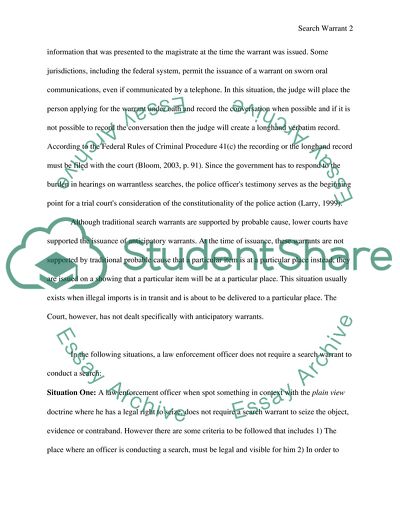 Situations in Which a Search Without Obtaining a Warrant