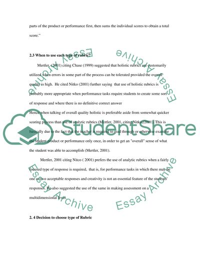 Rubrics In Evaluating Student Works