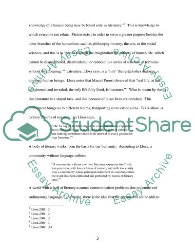 Why Literature by Mario Vargas Llosa