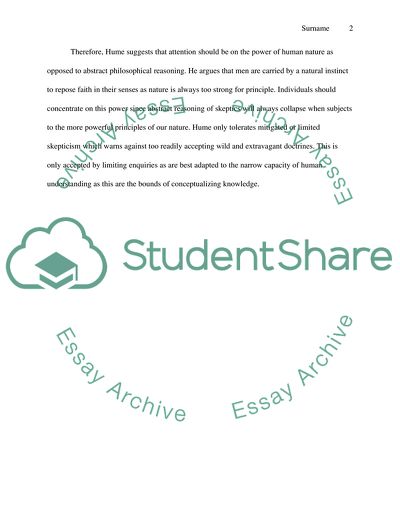 Scepticism versus Human Nature: David Hume, Enquiry concerning Human Understanding