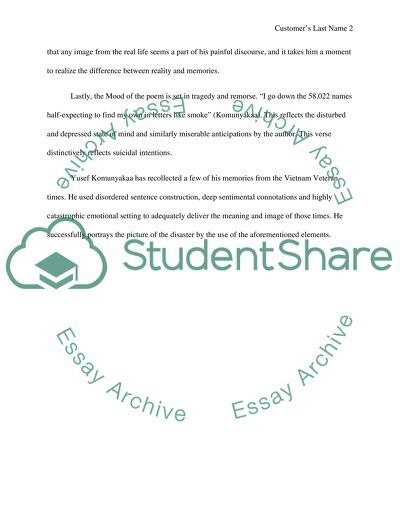 Poetry Analysis: Facing It by Yusef Komuny