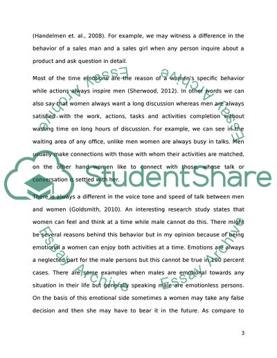 Different Patterns of Communication in Men and Women
