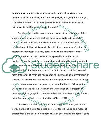 Religion is the Cause of War