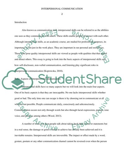 Basic Aspects of Interpersonal Communication