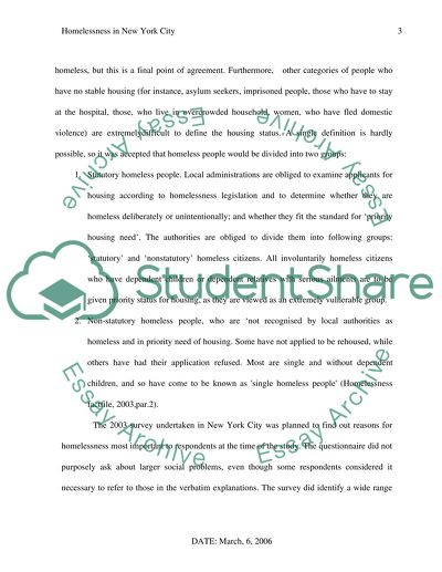 Reasons for Homelessness in New York City