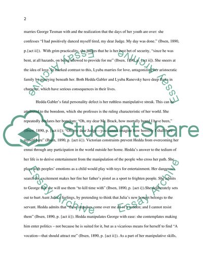 Character Flaws of Lyuba Ranevsky and Hedda Gabler