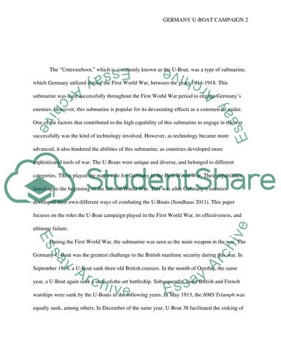 How effective was the German U boat campaign of the First World War