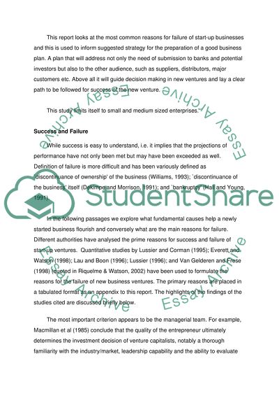 Common sources of success or failure of startup firms