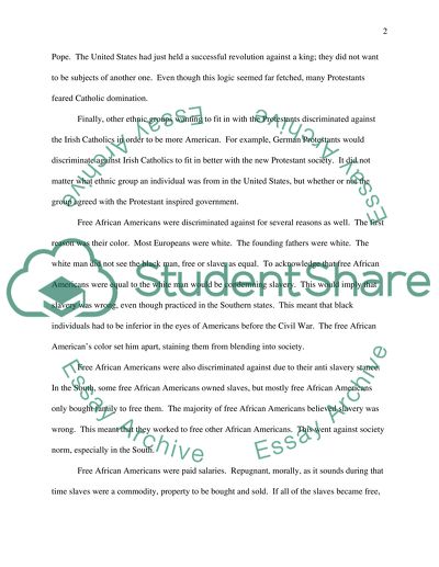 Discrimination Irish Catholics and Free African Americans