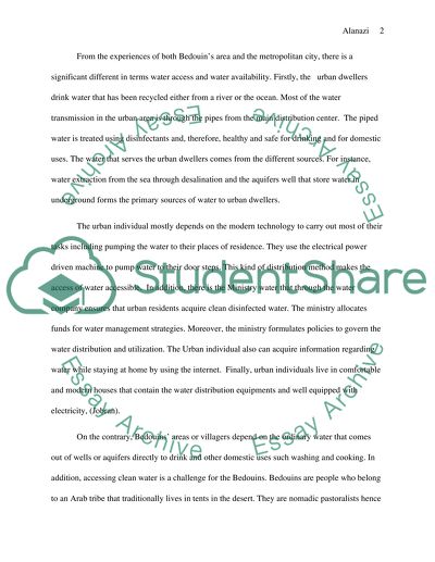 Accessing Water Between Urban Individuals and Bedouins in Saudi Arabia