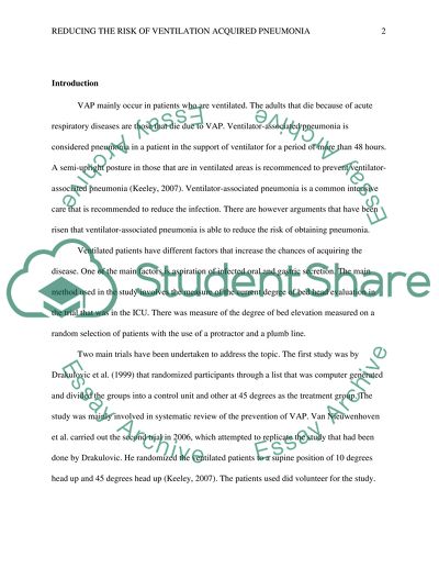 Reducing the Risk of Ventilator-acquired Pneumonia