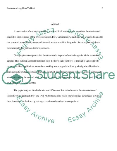 Internetworking IpV6 vs IpV4: Compare and Contrast