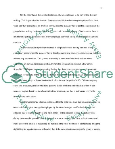 Leadership Styles in Professional Nursing