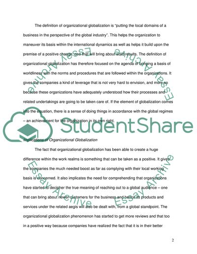 Organizational Globalization in Human Resources