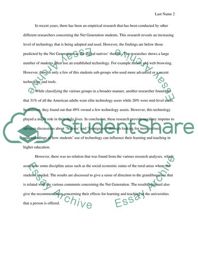 The Different Types of the Net Generation Students