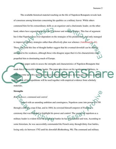 Reference Essay Analysis And Synthesis Essay also Persuasive Essay Topics For High School Strengths And Weaknesses Of Napoleon As A Military Leader High School Memories Essay