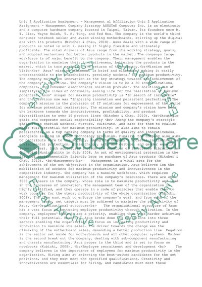 Unit 2 Application Assignment - Management