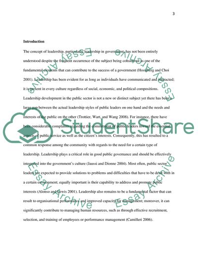 Leadership in Government: Fundamental Elements that Can Contribute to the Success of a Government