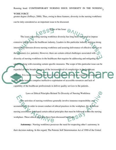 The Issue of Diversity in the Nursing WorkForce