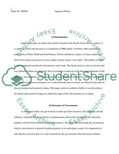 Structure of Government and Policy Making Process in Japan