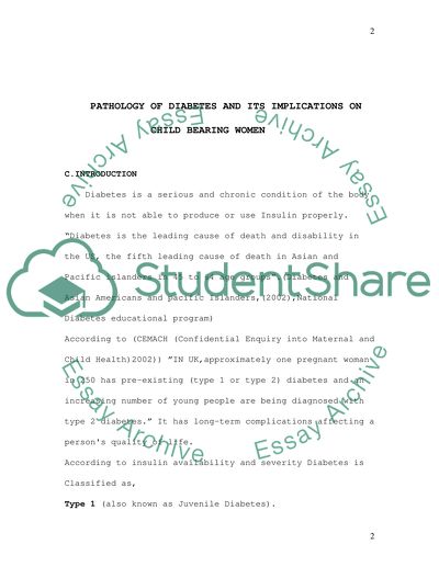 Diabetes as a Preexisting Condition Influencing Childbirth