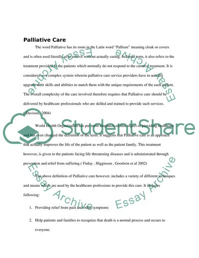 sample of reflective essay on palliative care