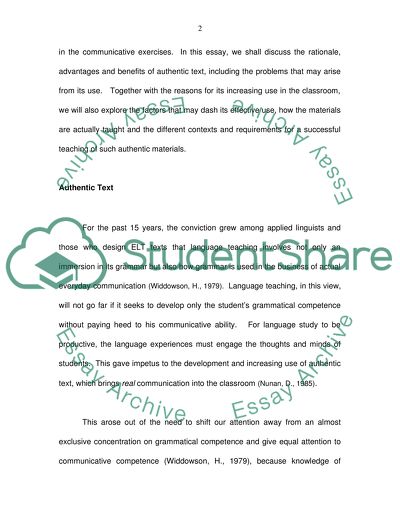 The Increasing Need for Authentic Reading Texts in ELT Classrooms