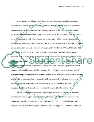 Plan for Positive Influence