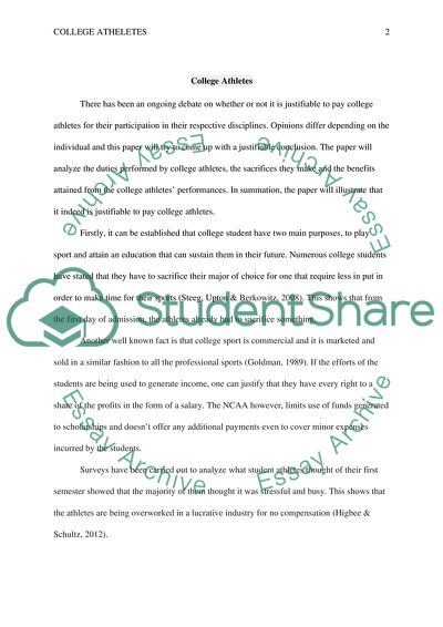 College Athletics. Should college athletes be paid