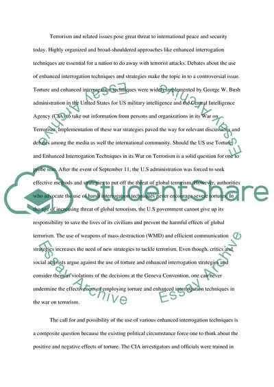 Should the US Use Torture and Enhanced Interrogation Techniques in its War on Terrorism