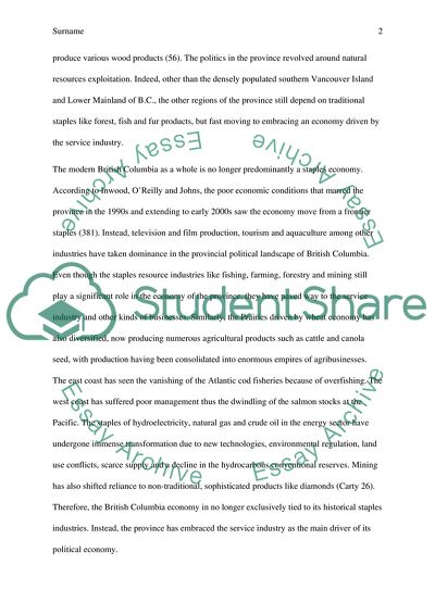 Is British Columbia Primarily a Staples Political Economy