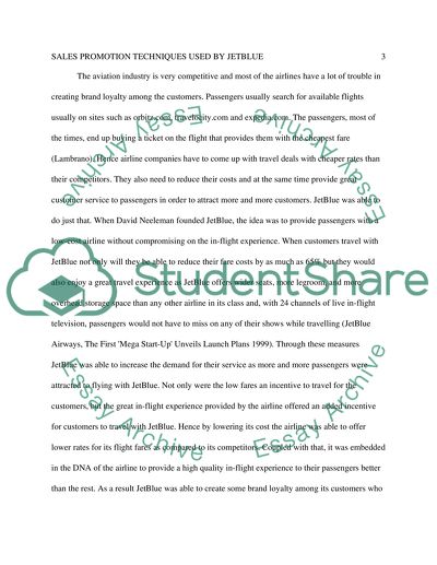 Sales Promotion Techniques used by JETBLUE