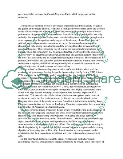 The Contributions of Government to the Media Environment in Canada