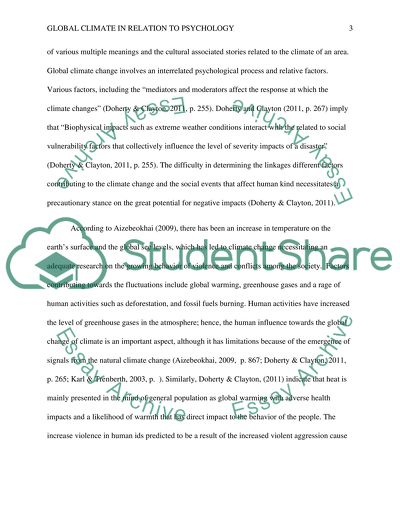 Psychological Impacts of Global Climate Changes