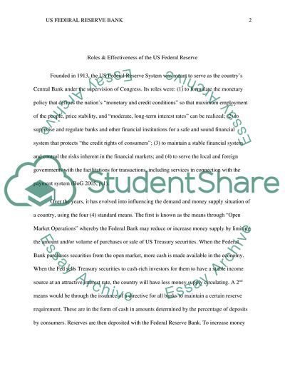 Effectiveness of the US Federal Reserve